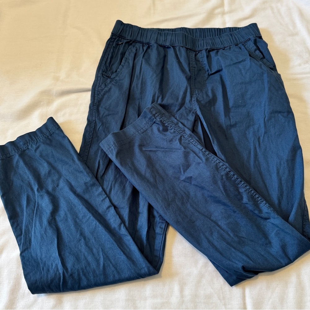 Pact Small Blue Organic Cotton Straight Leg Casual Pants ~ Everyday Minimalist